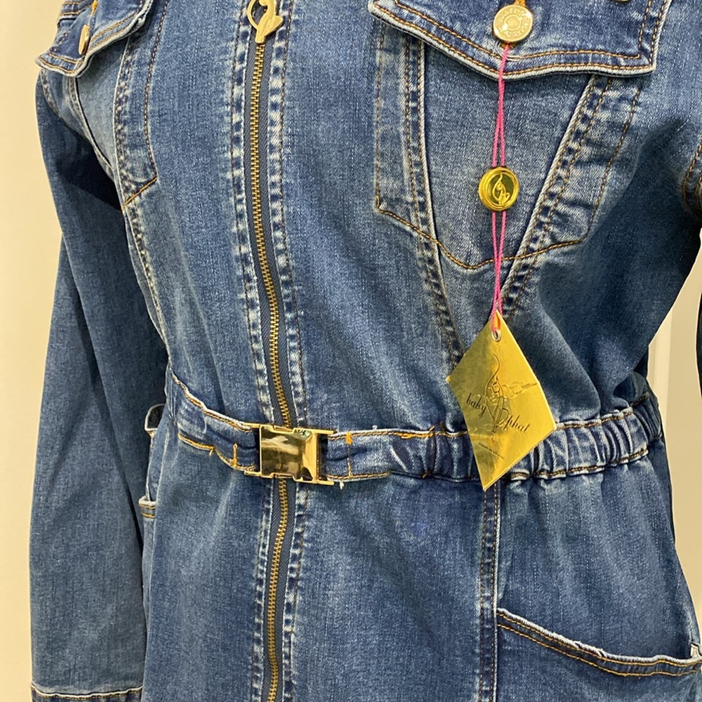 NWT Baby Phat Long Sleeve Denim Dress Gold Hardware with Stretch |Size 2X - Picture 13 of 17